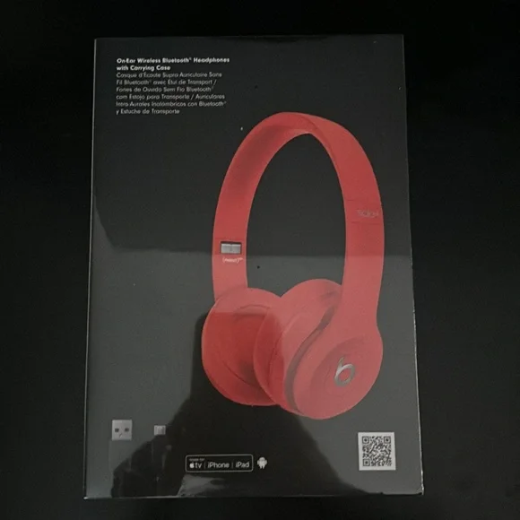 Beats Solo3 on Ear Wireless Bluetooth Headphones in Citrus Red NEW Sealed box - Picture 2 of 3